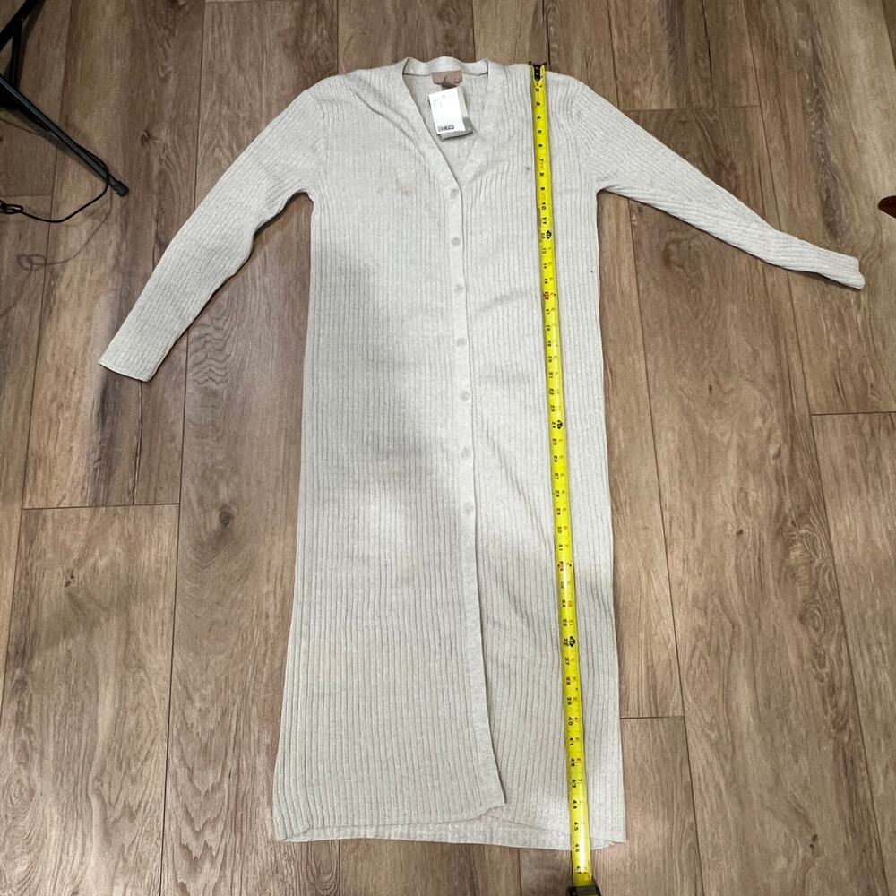 H&M Women's Long Cardigan Size S In Light Grey-Green - Picture 5 of 13